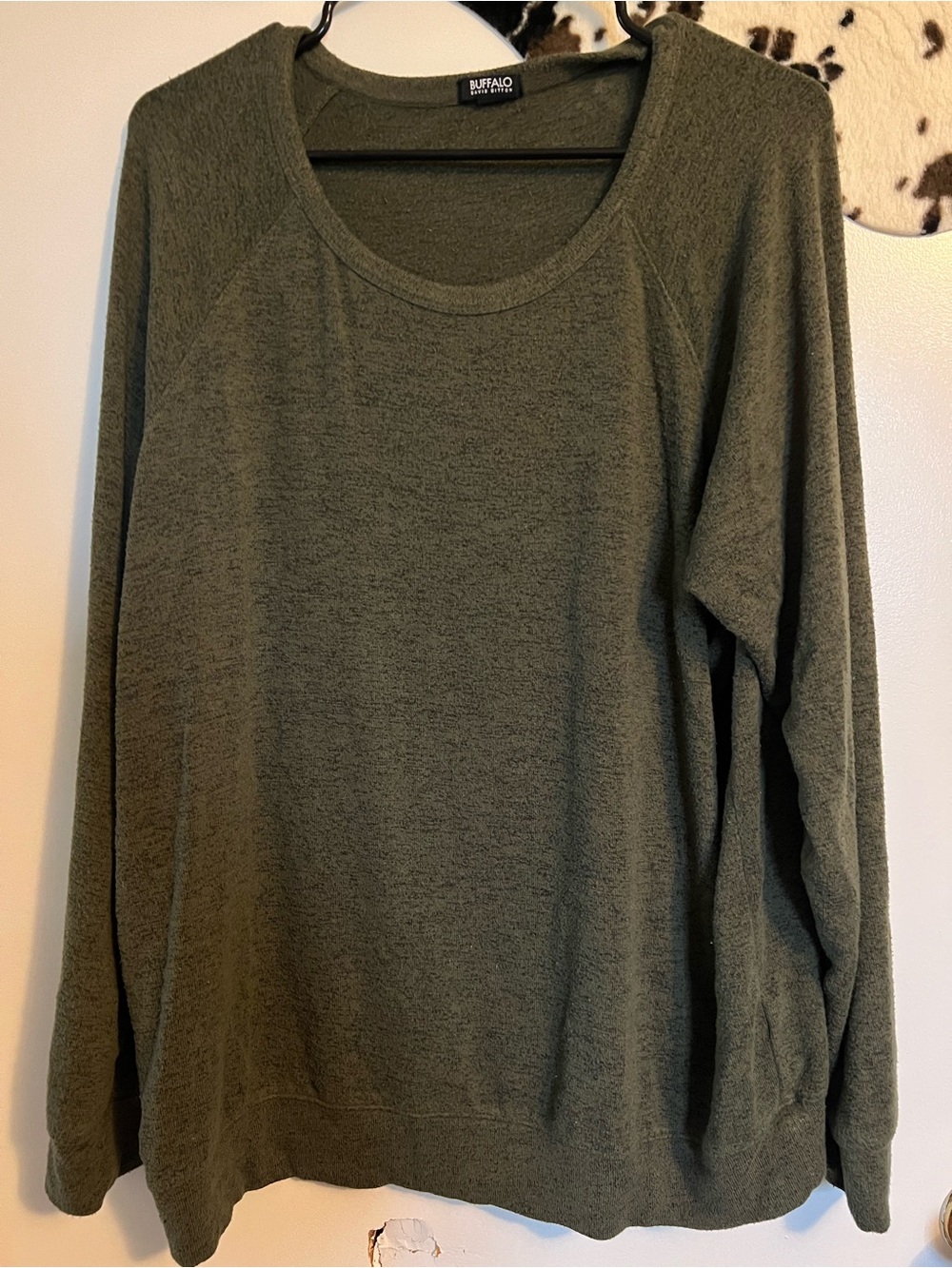 Buffalo David Bitton Olive Scoop Neck Lightweight Sweater